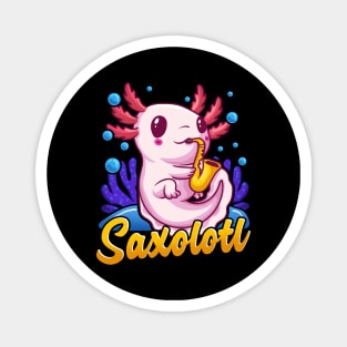 Saxolotl Sax Axolotl Walking Fish Saxophone Pun Magnet